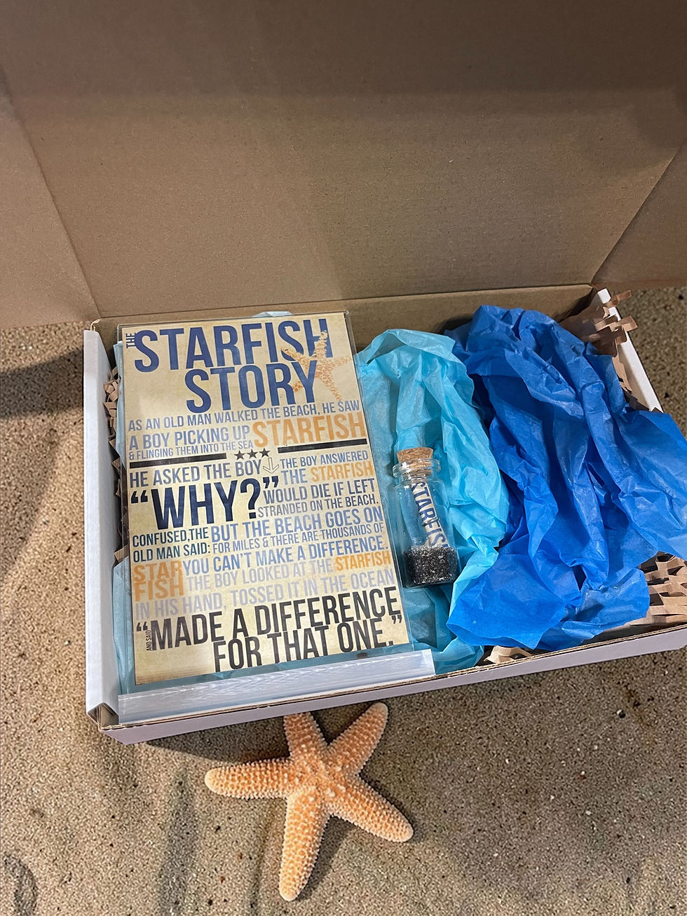 Thumbnail: Handmade Starfish Story Gift Box with framed poem and beach sand vial