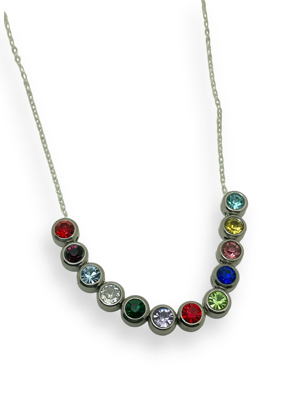 Thumbnail: custom round birthstone charm necklace for women mothers day gift for her silver necklace