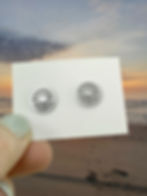 stainless steel silver sunrise waves beach ocean stud earrings