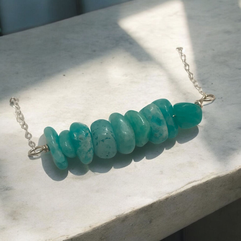 Thumbnail: amazonite natural stone necklace sterling silver