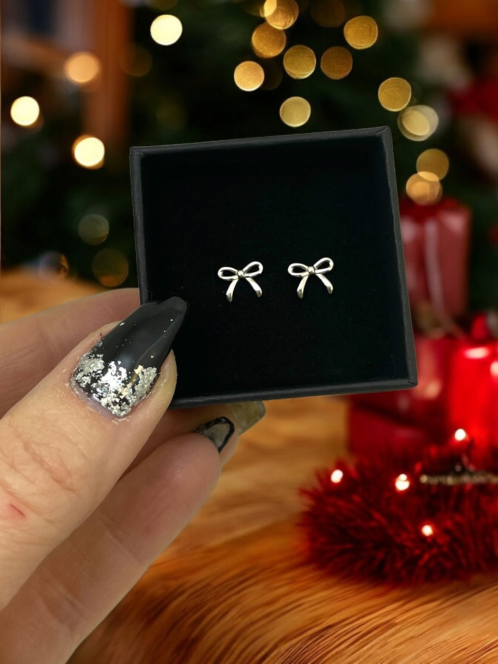 Thumbnail: sterling silver minimalist bow earrings .925 sterling silver bow tie earrings