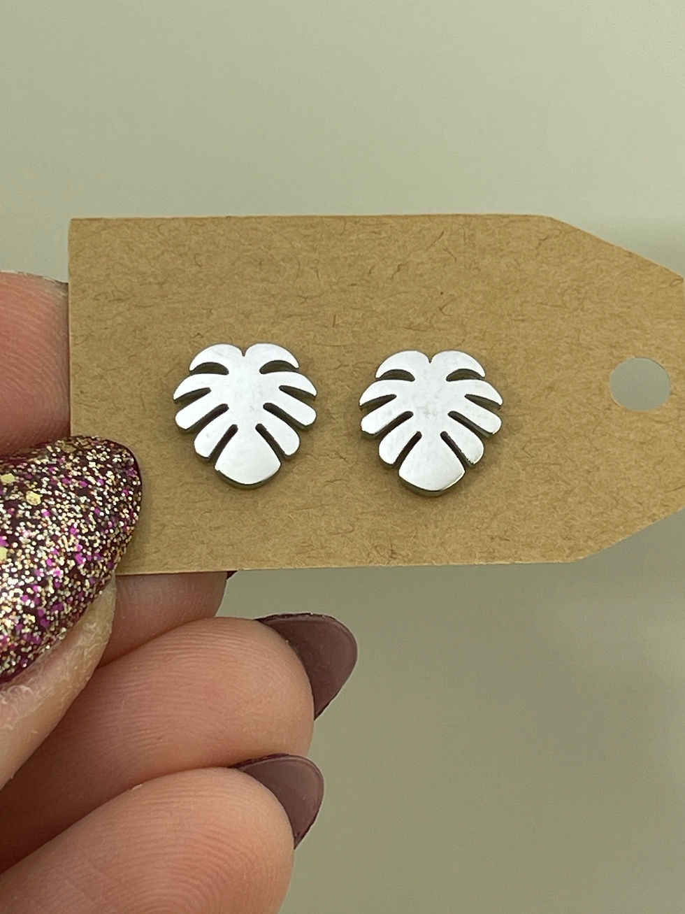 Thumbnail: Monstera Leaf Post Earrings in Silver