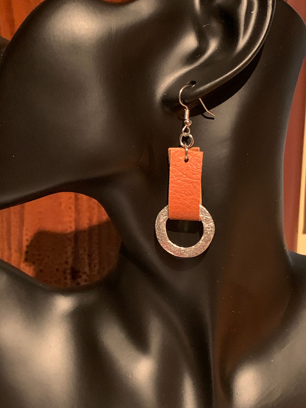 Thumbnail: Leather and Silver Square Earrings