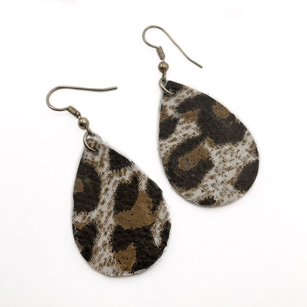 Thumbnail: Animal Print Leather Earrings