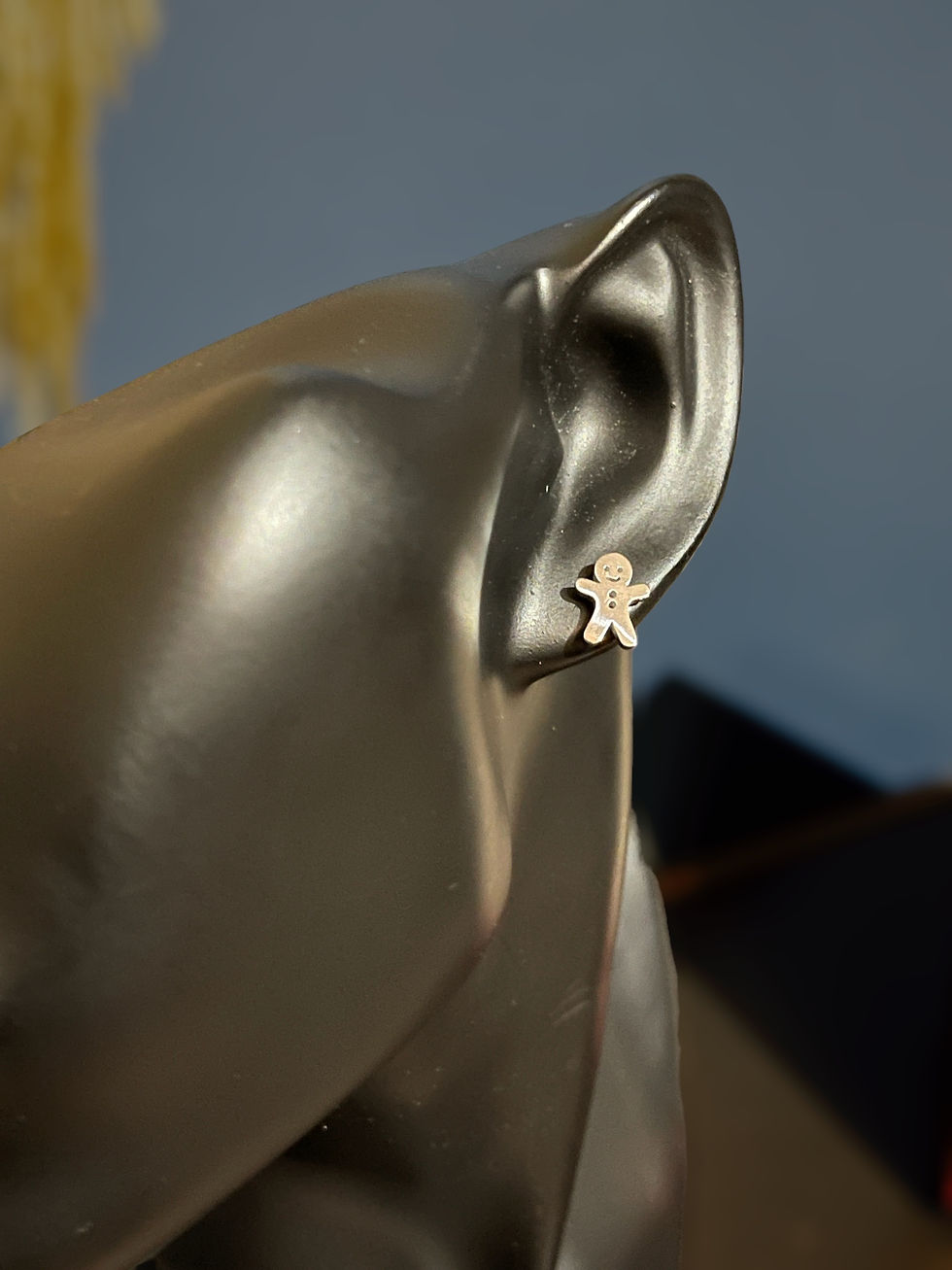 Gingerbread Man Tiny Post Earrings Silver