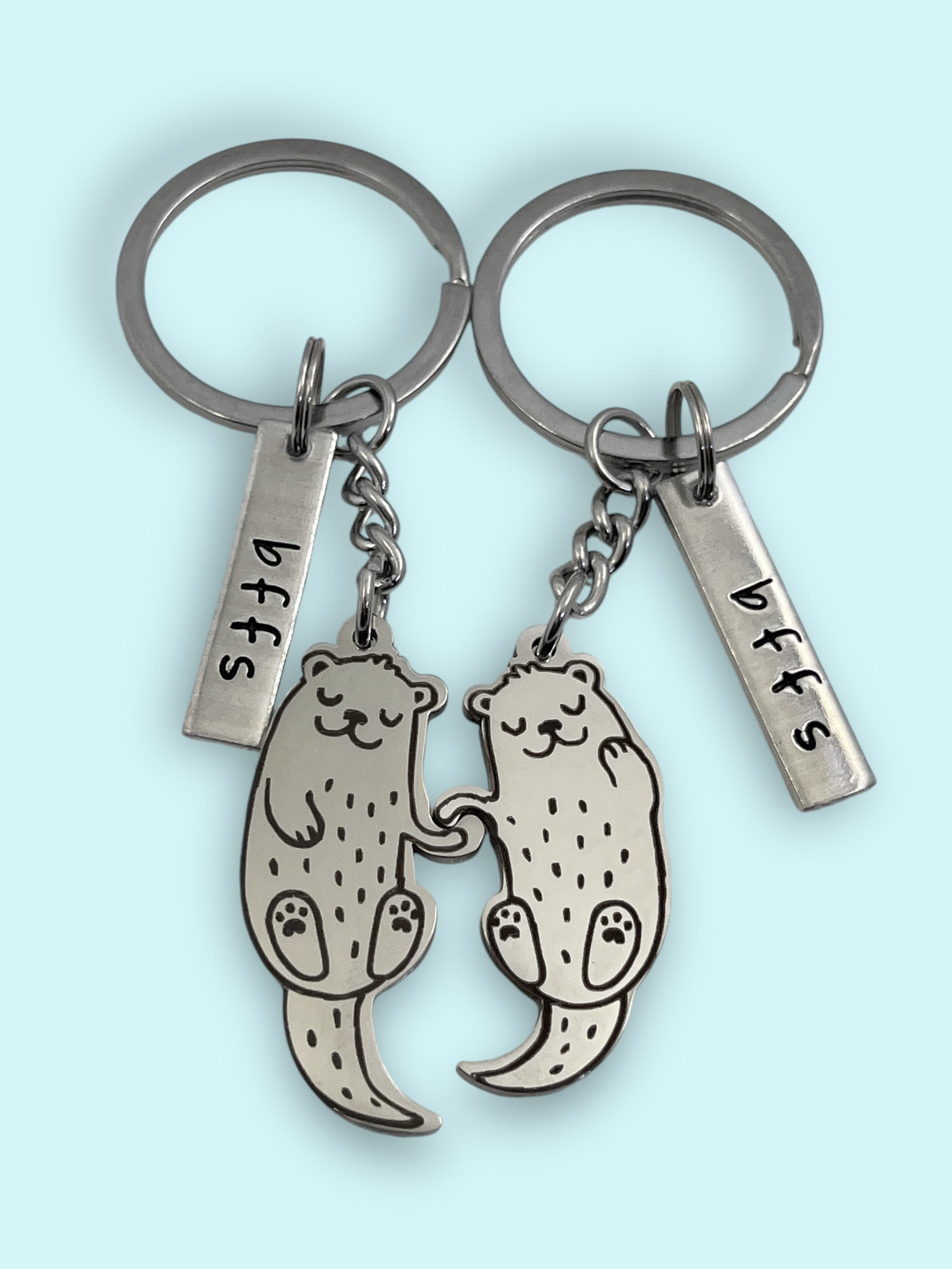 best friend matching keychains otter keychain bffs