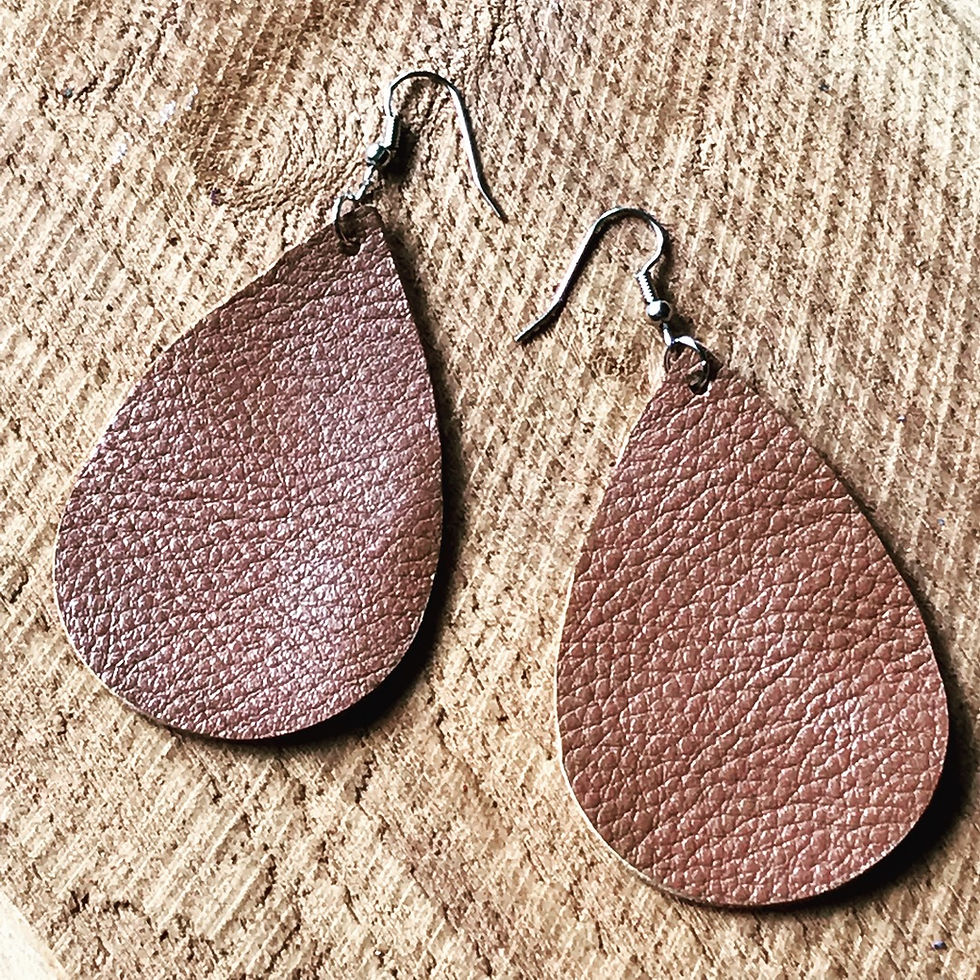 Thumbnail: Leather Earrings Teardrop Style Large