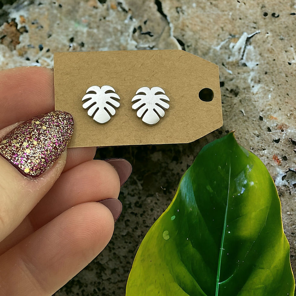 Thumbnail: Monstera Leaf Post Earrings in Silver