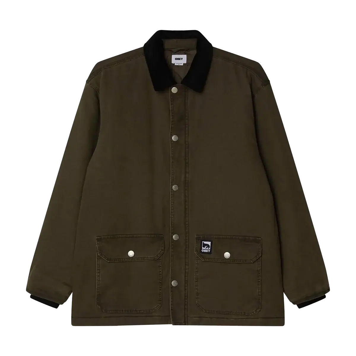 CHAQUETA OBEY "NORTON BARN COAT" BLACK OLIVE FADED WASH