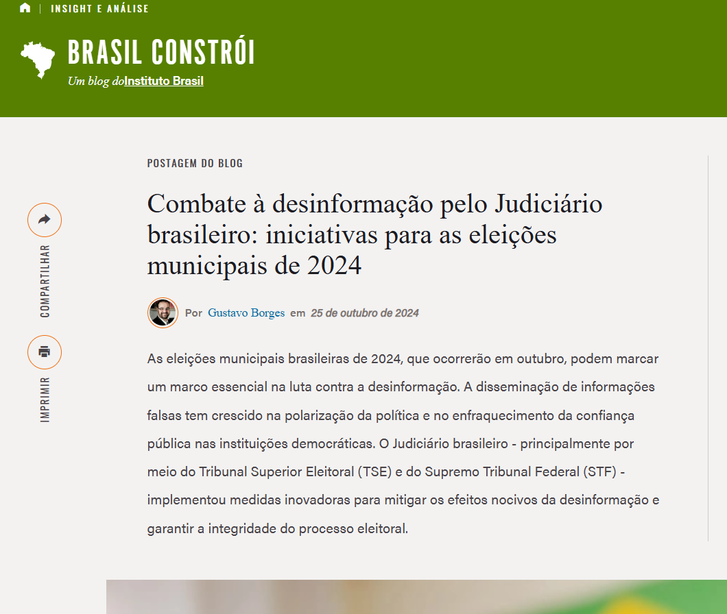 COMBATING DISINFORMATION BY THE BRAZILIAN JUDICIARY: INITIATIVES FOR THE 2024 MUNICIPAL ELECTIONS