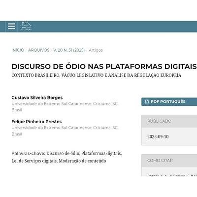 NOVA PUBLICAÇÃO ANALISA LACUNAS NA LEGISLAÇÃO BRASILEIRA SOBRE DISCURSO DE ÓDIO NAS PLATAFORMAS DIGITAIS