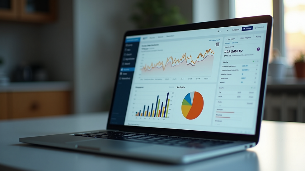 Eye-level view of a laptop screen showing social media analytics dashboard