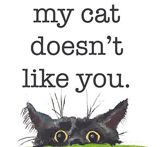 Watercolor cat illustration art print with humorous typography design