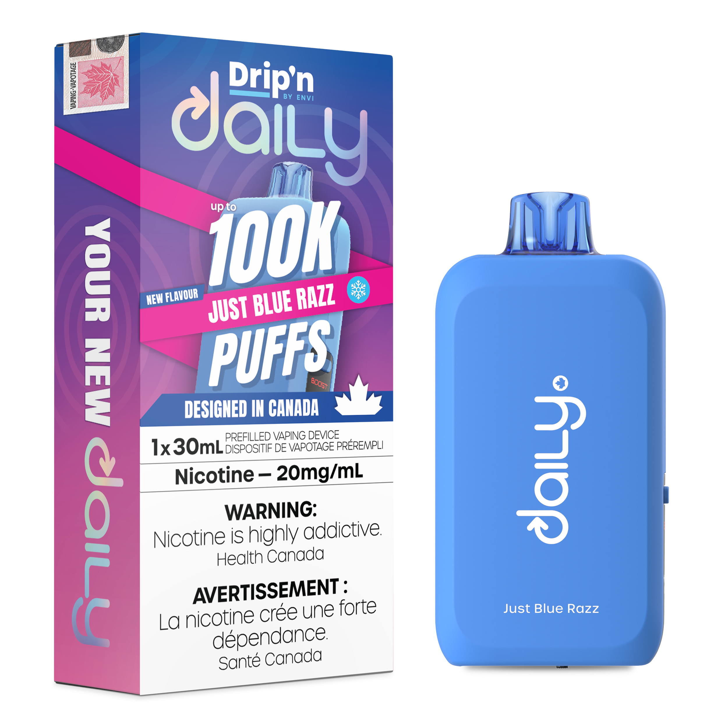 Just Blue Razz   - DRIP'N DAILY 30ML 100K Puff Disposable Vape