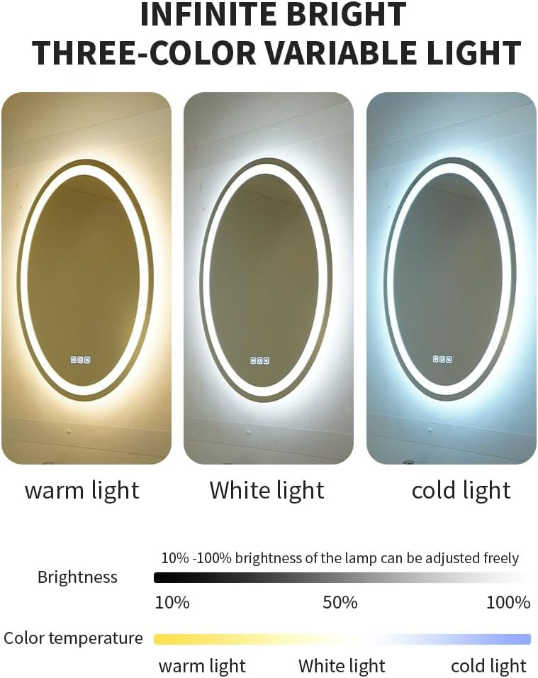 Thumbnail: 28" X 20" inches Oval LED Mirror for Bathroom