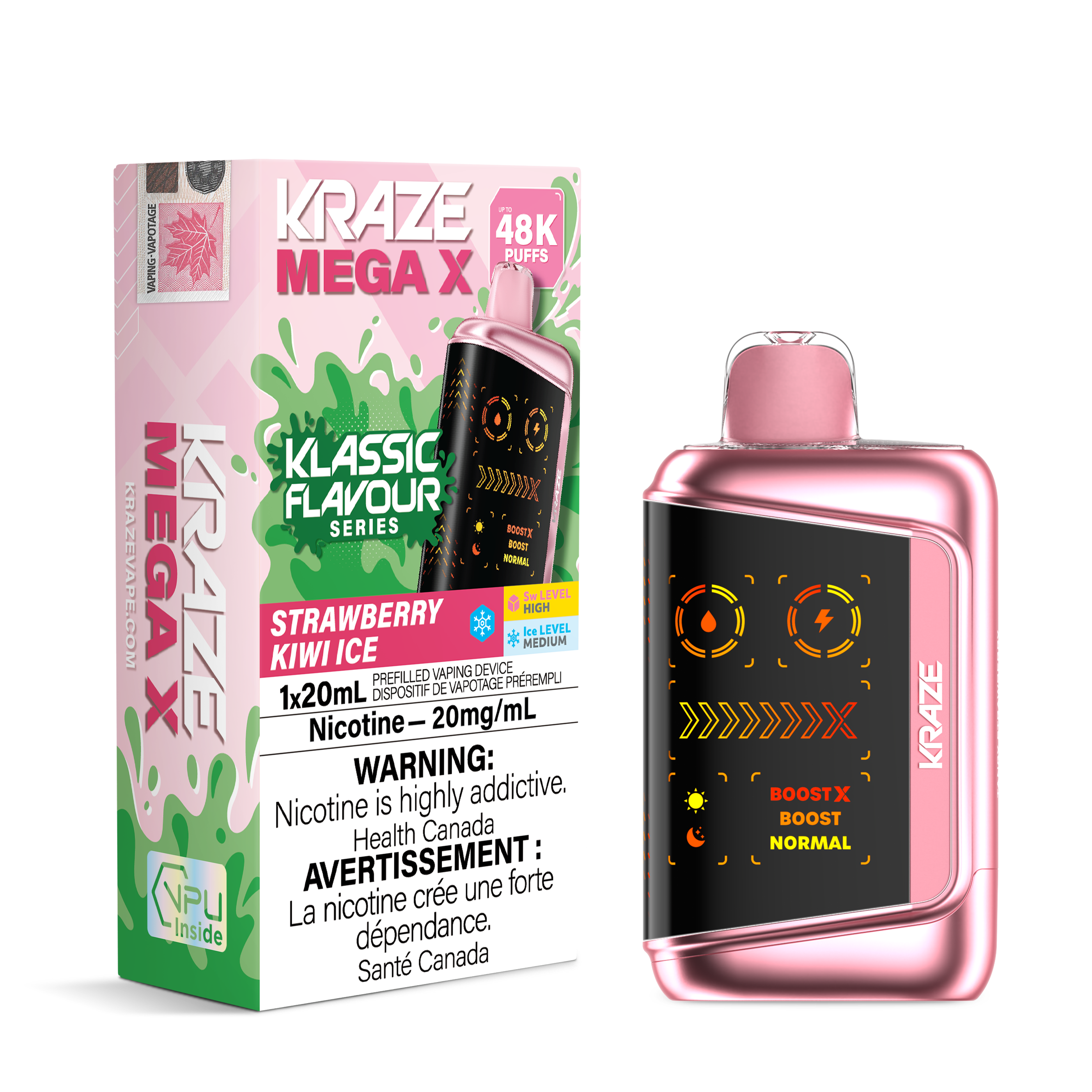 Strawberry Kiwi Ice 20mg - Kraze Mega X Disposable Vape