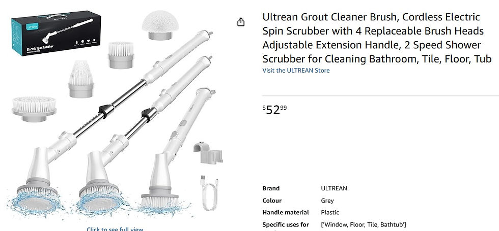 Thumbnail: Ultrean Grout Cleaner Brush, Cordless Electric Spin Scrubber with 4 Replaceable