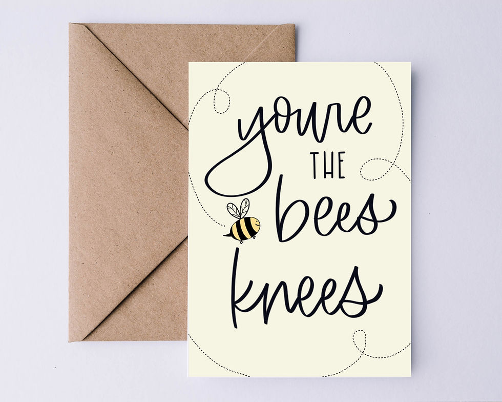 Hand illustrated 'You're the Bees Knees' greeting card by Letters from Elliott, paired with a kraft envelope