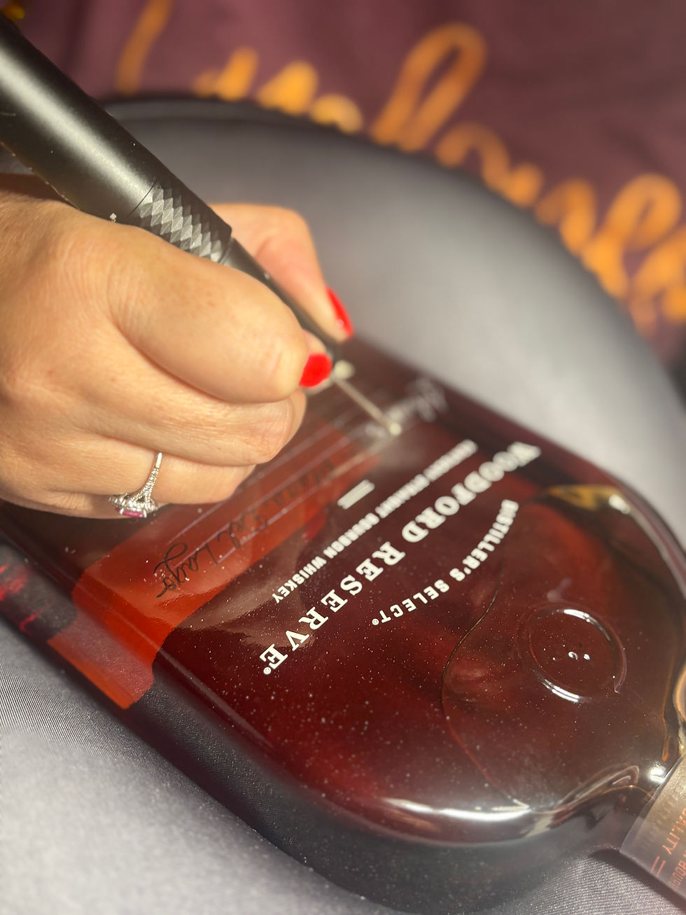 Hand Painting 150 Woodford Reserve Bottles for Johnnie-O's Grand Opening in Wilmette on Chicago's North Shore