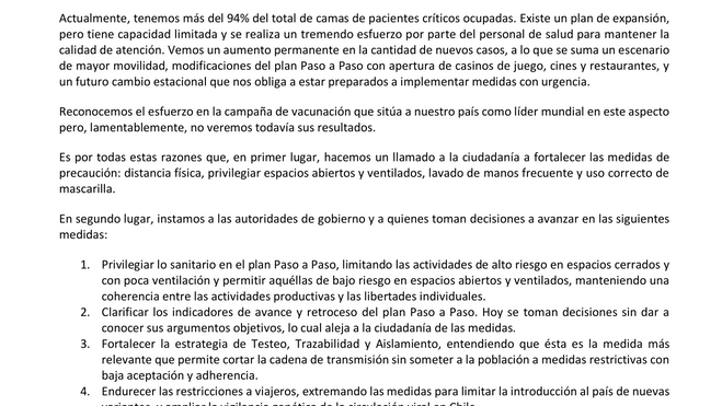 Comunidad médica alerta al país sobre fragilidad de situación sanitaria