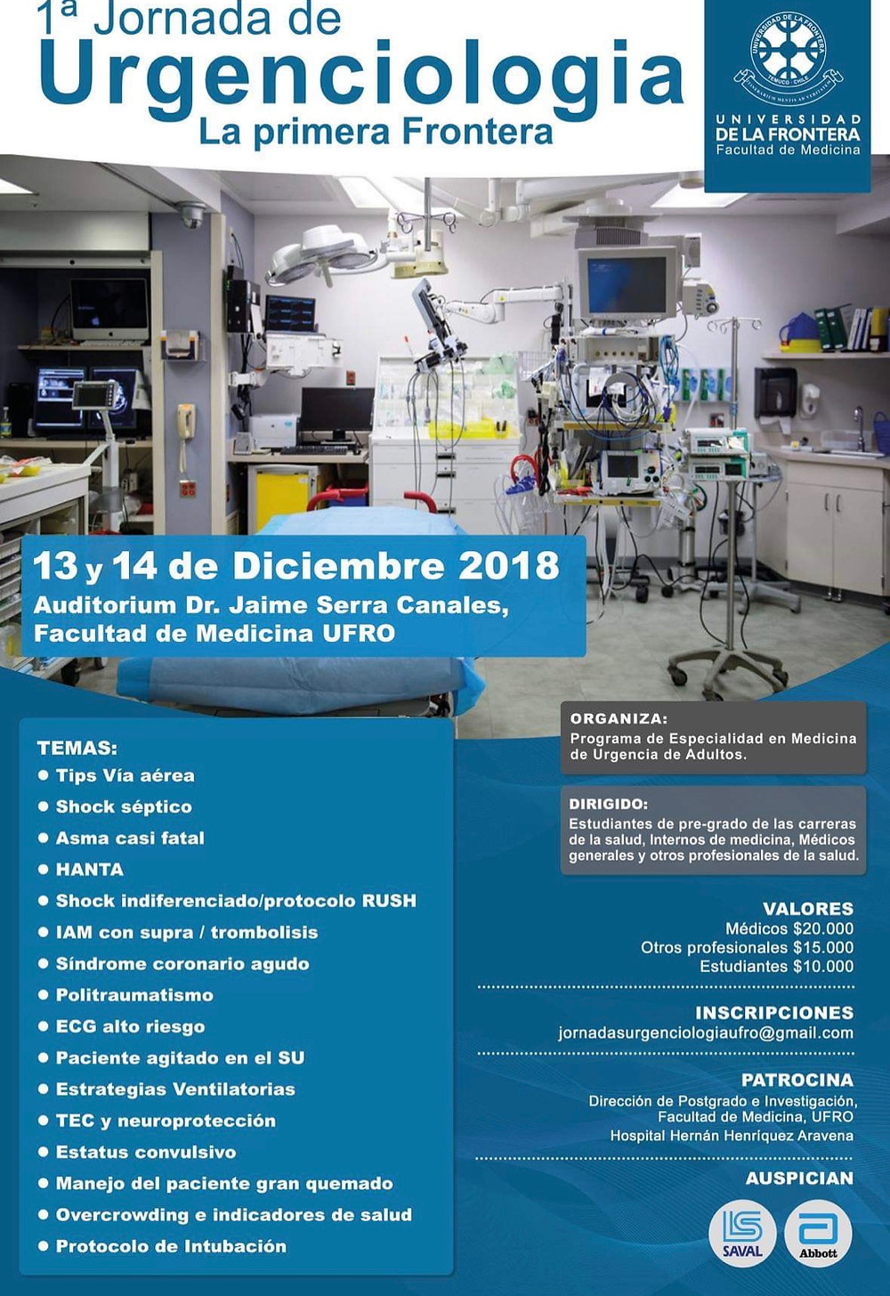 Afiche 1a Jornada de Urgenciología: La primera frontera