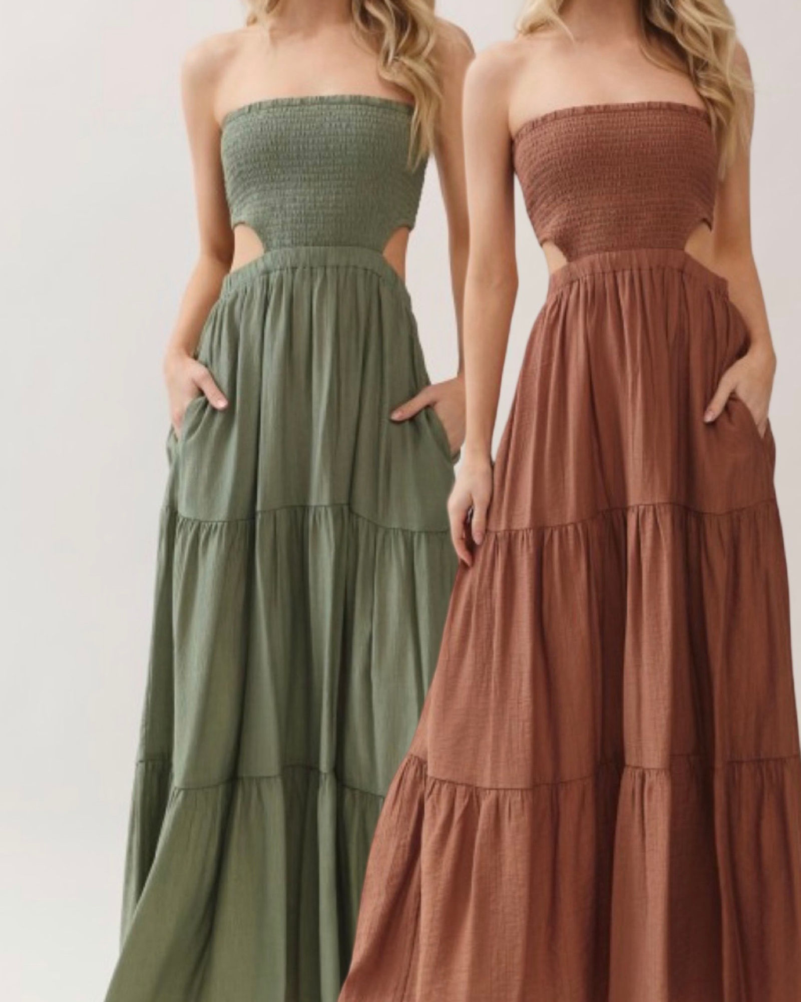 Smocked tube top maxi dress