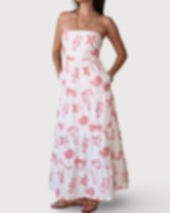 Shellfish print strapless dress
