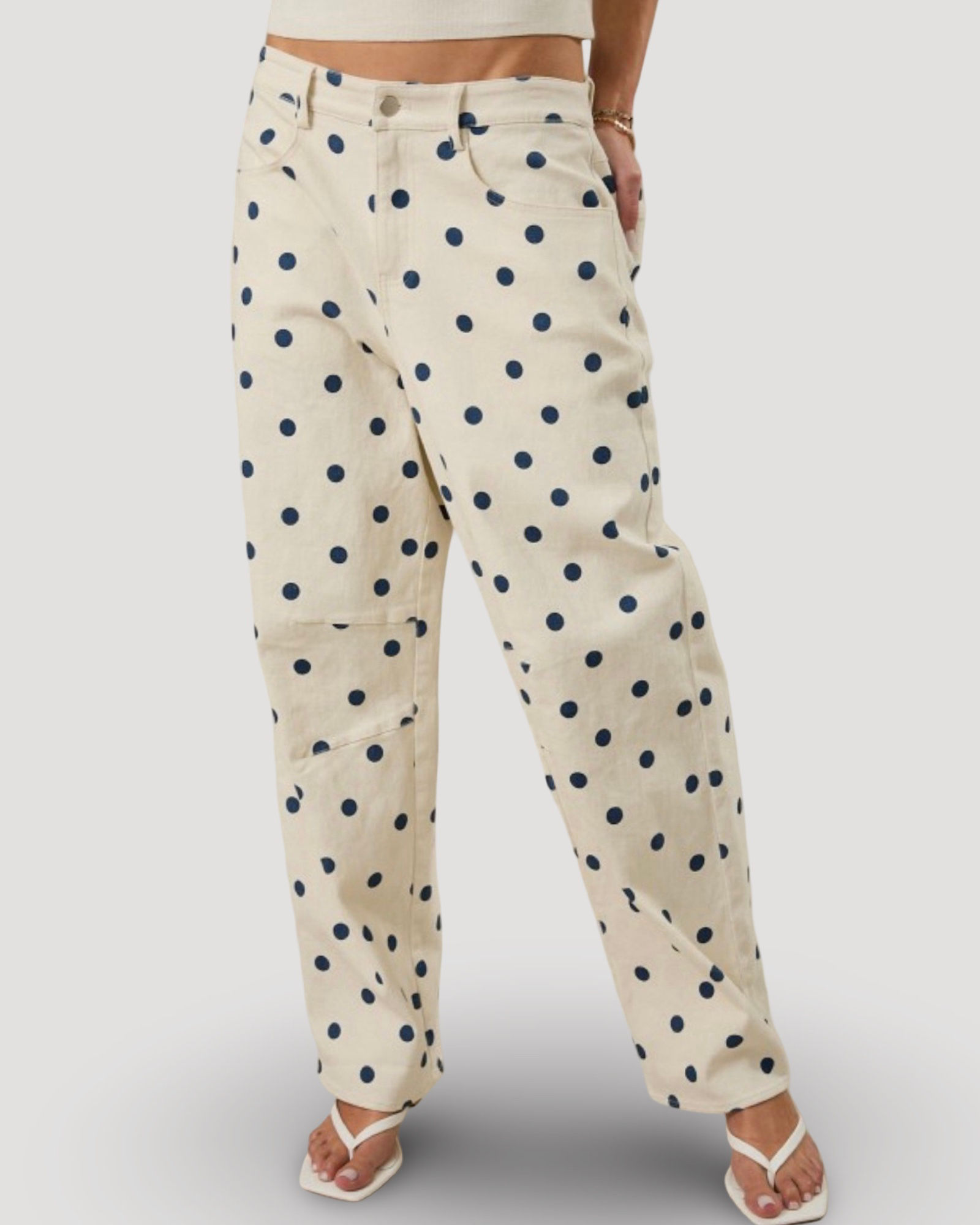Navy polka dot bottoms