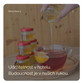 Udržitelný hotel, bez plastů, lokální dodavatelé, tříděný odpad.