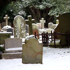 graveyard under snow