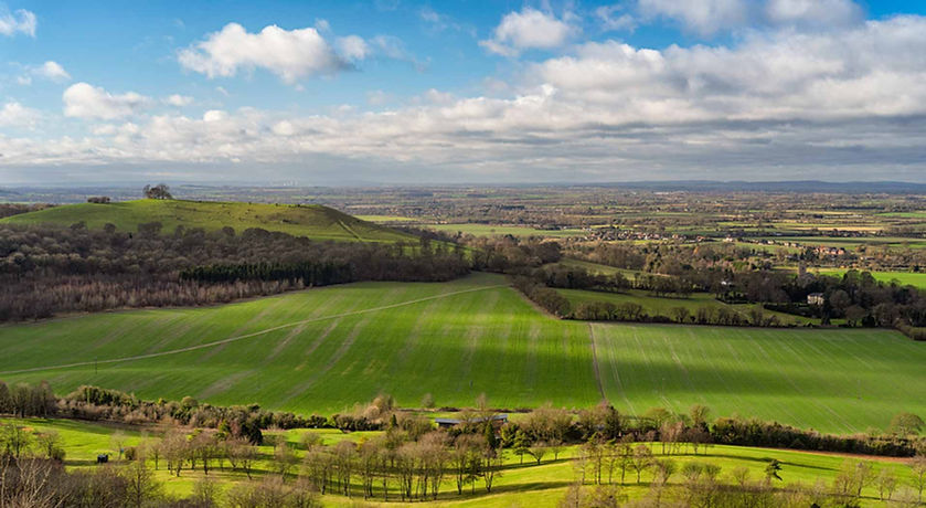 Looking out over the Vale of Aylesbury from Coombe Hill in Buckinghamshire