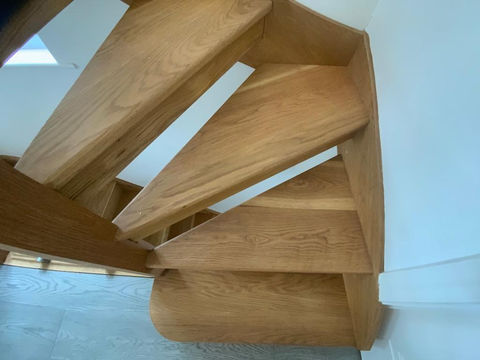 Stairs being built in a tight corner