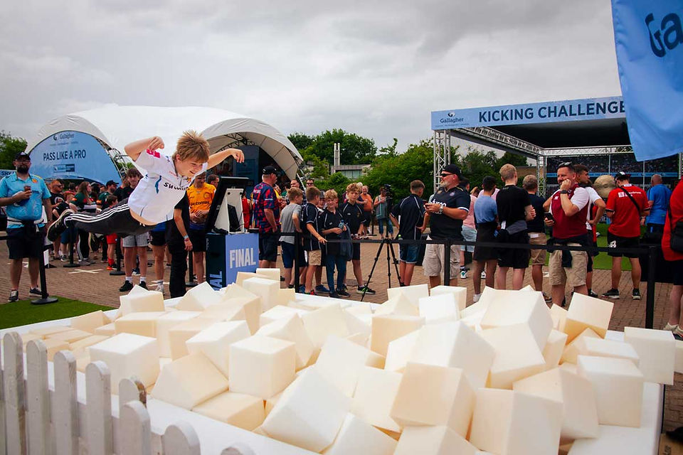 Rugby fan zone with engaging fan challenges