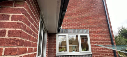 View of the underside of new gutters