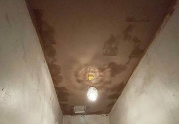 Freshly plastered ceiling