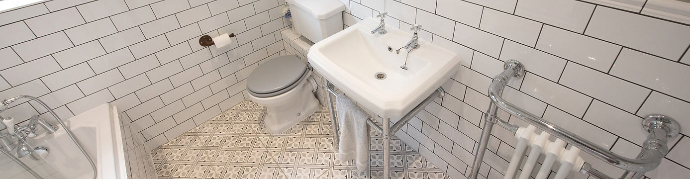 White Tiled Bathroom in a Home