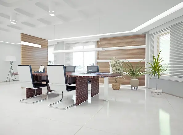 Venetian blinds in office