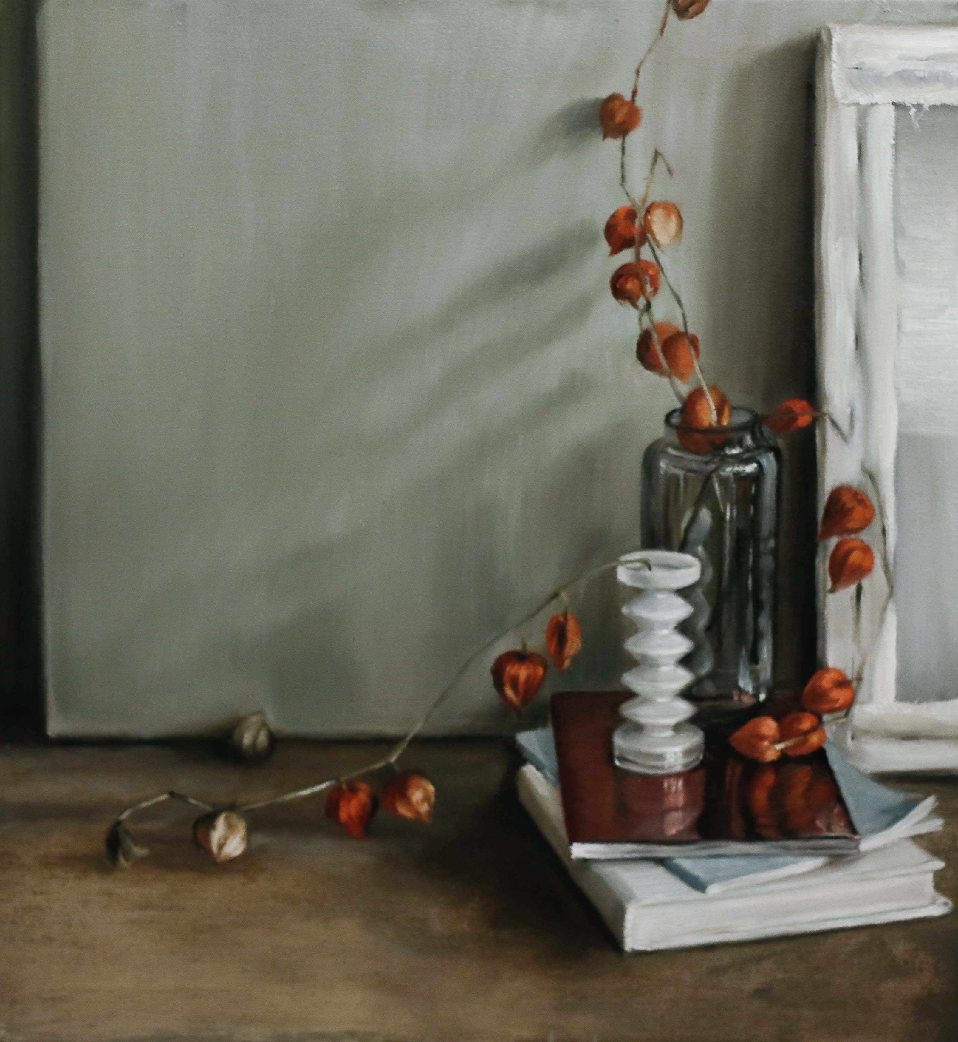 Still-Lifes with Physalis and Books