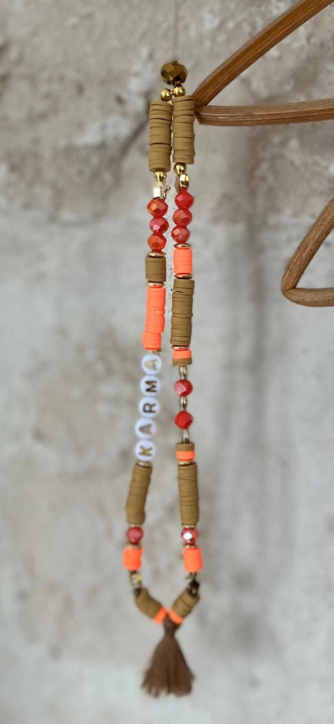 Miniature : Grigri Heishi Orange et Camel