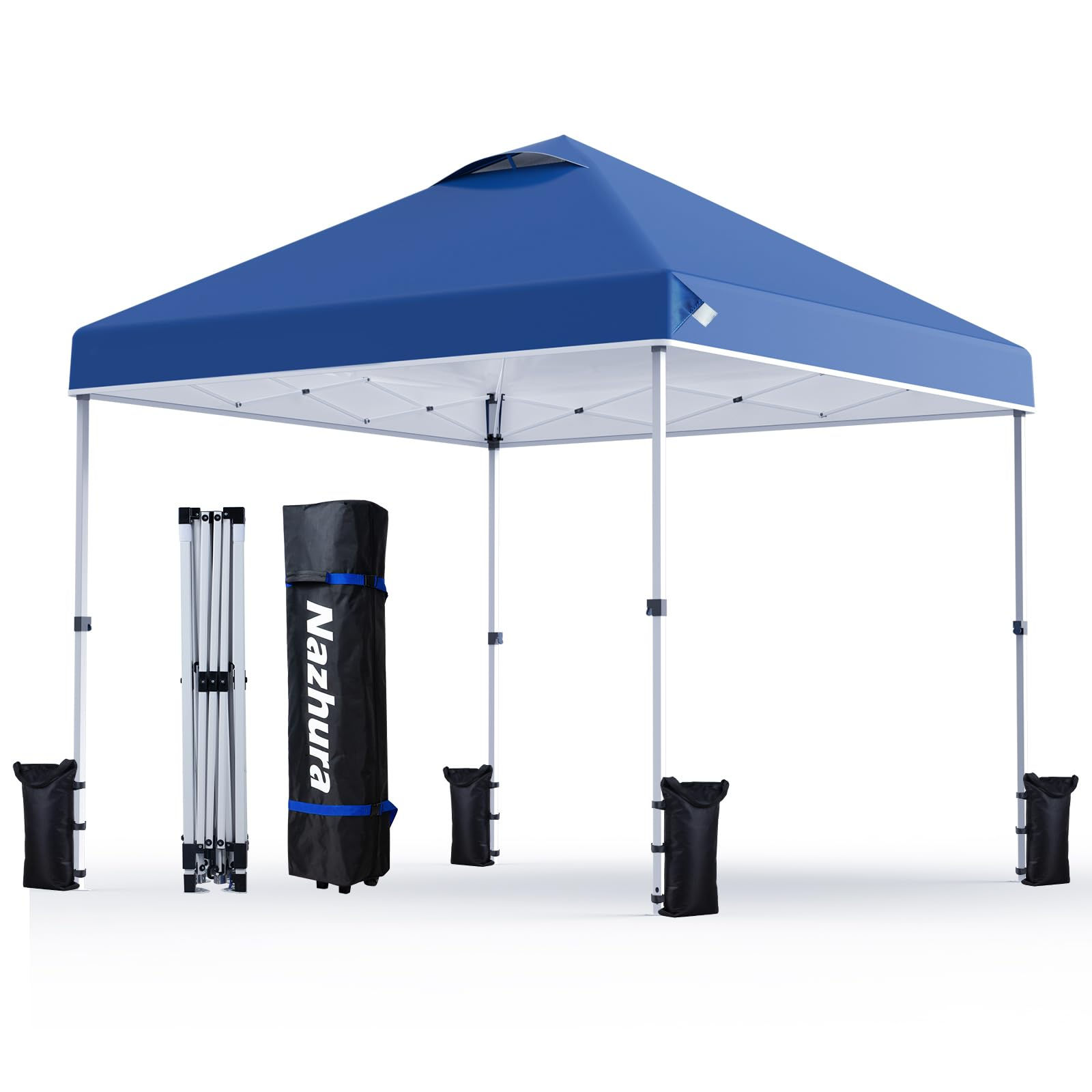 Nazhura 10 x 10 Pop Up Canopy Tent with Sand Weight Bag Freestanding Sun Shelter