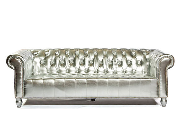 Silver Tufted Sofa