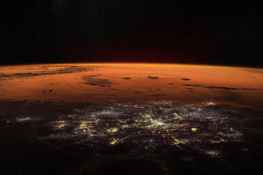 Night-side Mars city lights seen from orbit