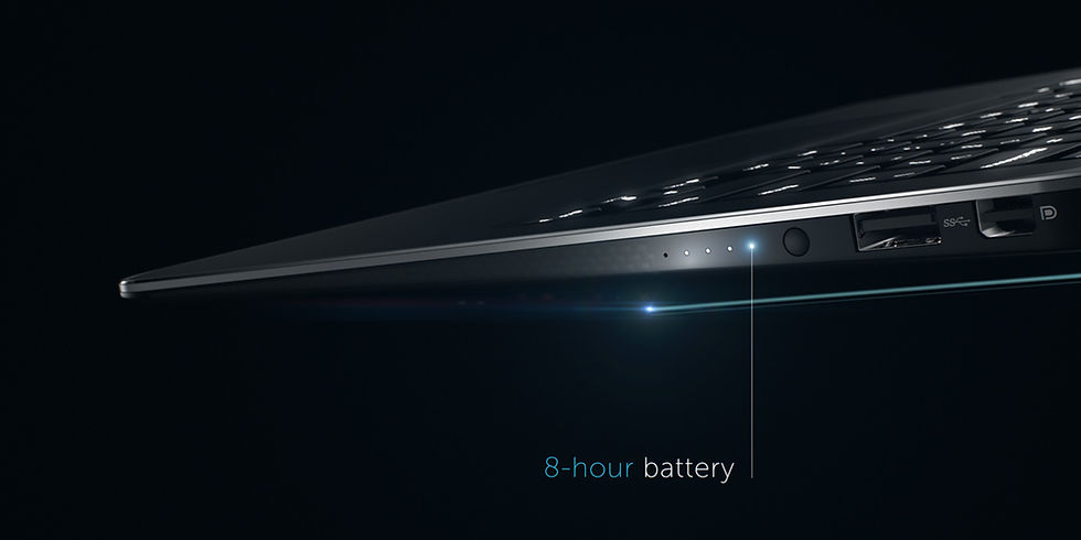 3D rendering highlighting the sleek design and thin profile of Dell XPS Spyder Laptop by Transparent House