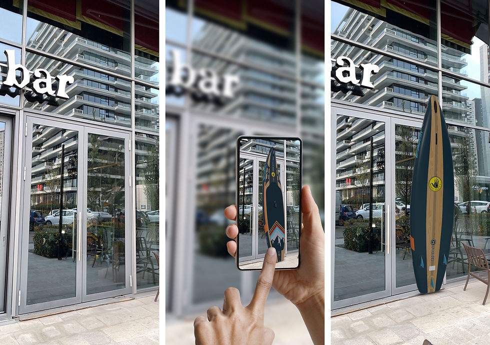 Photorealistic 3D rendering of a modern storefront with glass façade and realistic reflections — work by Transparent House