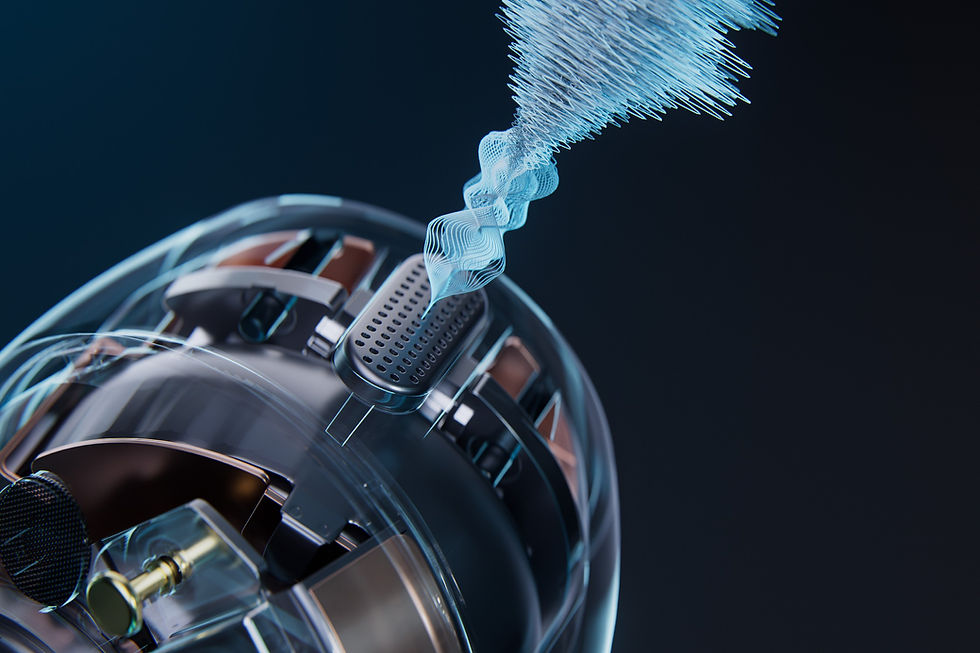 Close-up 3D rendering of headphone driver showing intricate materials and textures, demonstrating how photorealistic CGI enhances product detail for e-commerce.