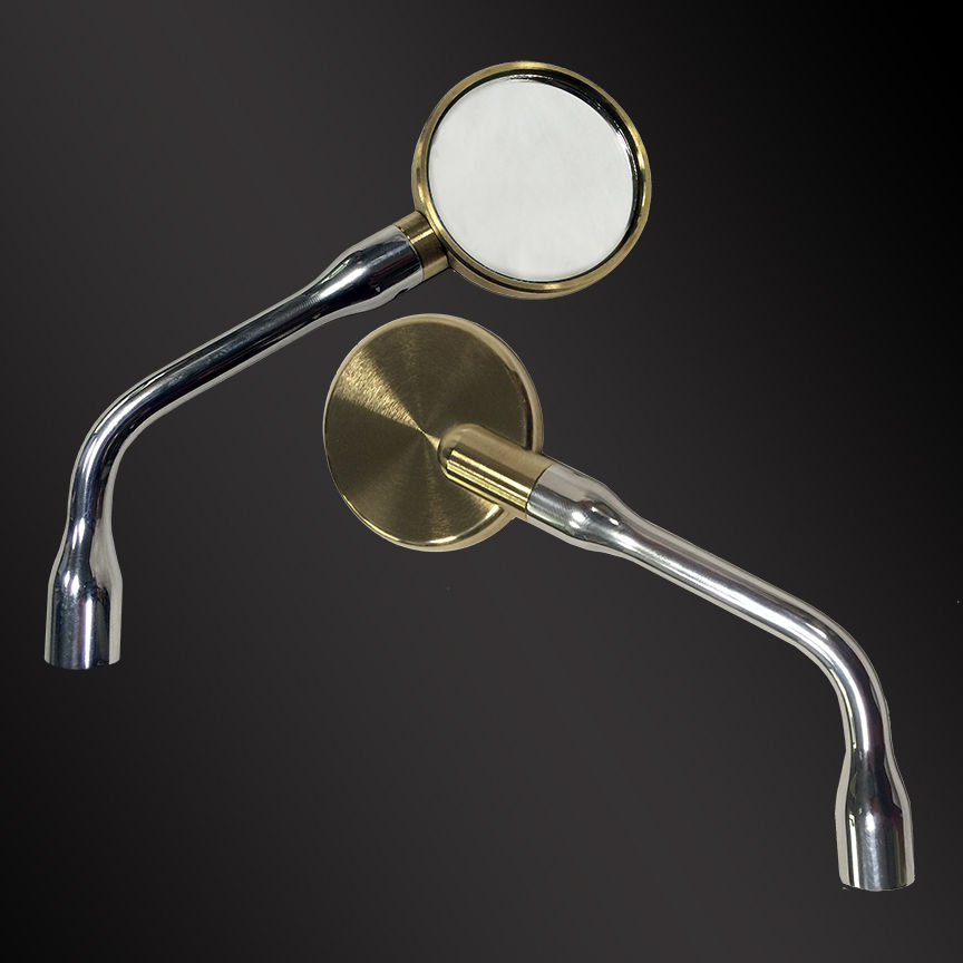 Thumbnail: 2″ round brass mirror