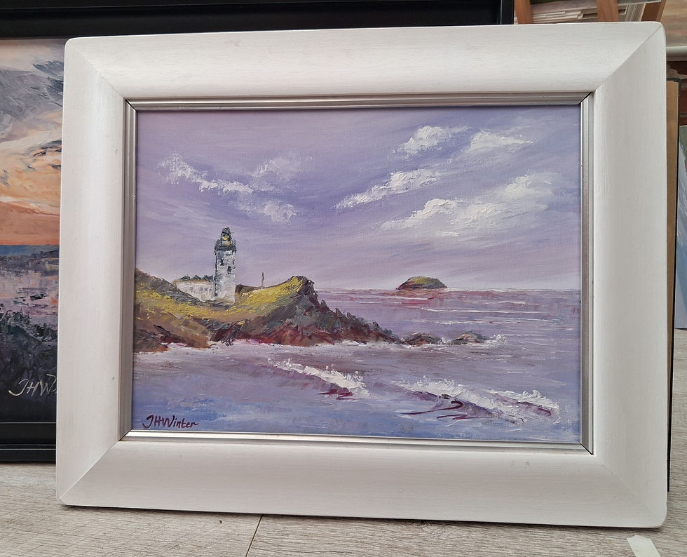 An oil painting of Ailsa Craig, which is a small island off the west coast of Scotland where you can see Turnberry Lighthouse
