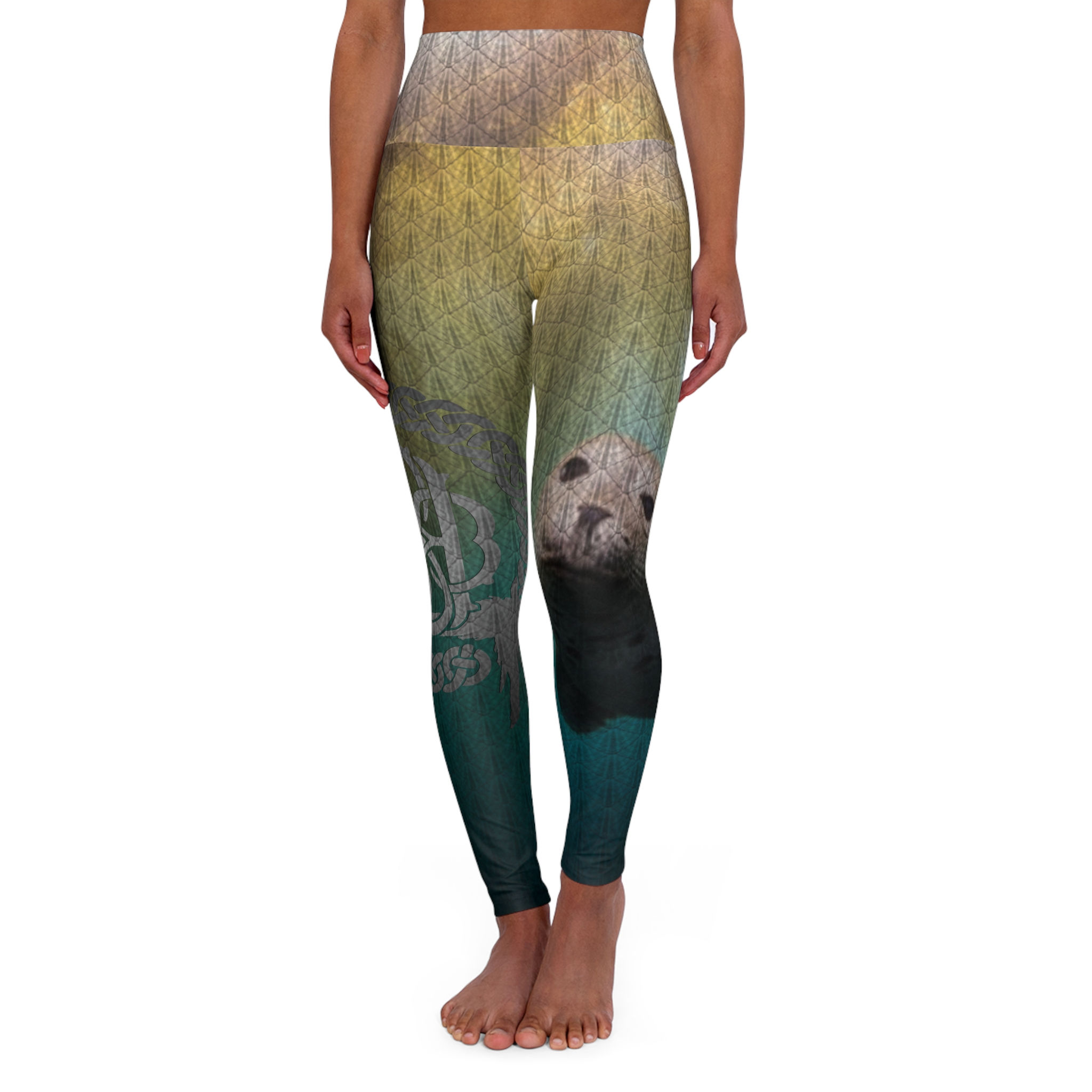 High Waisted Yoga Leggings Kelp Forest Friends