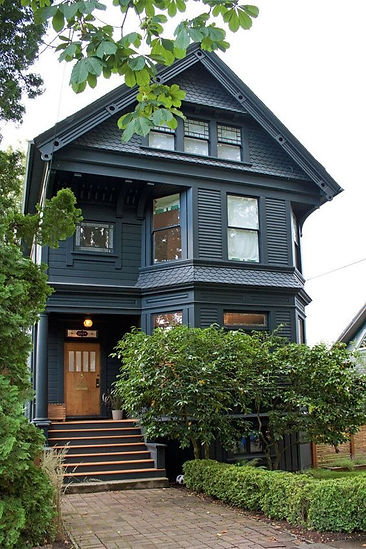 Exterior residential painting, colour consoltation service, Dark navy blue exterior painting, Squamish BC, Vancouver BC.