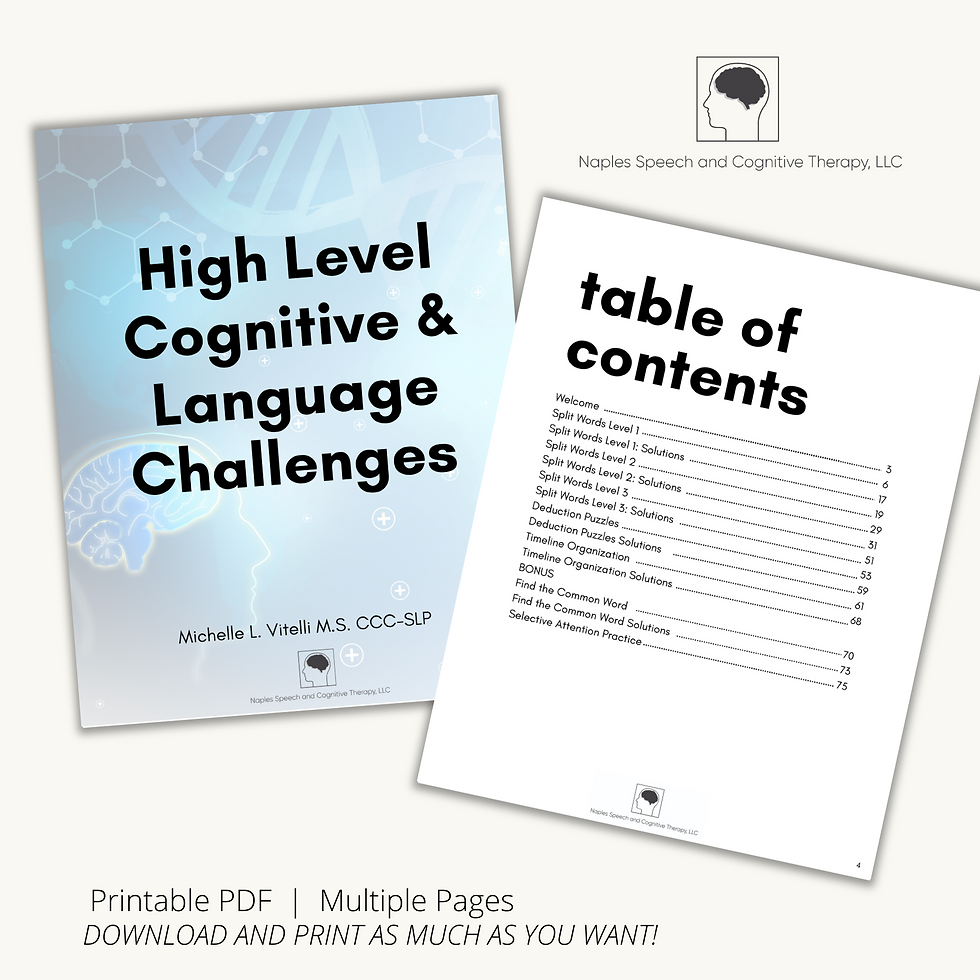 High Level Cognitive and Language Challenges E-book
